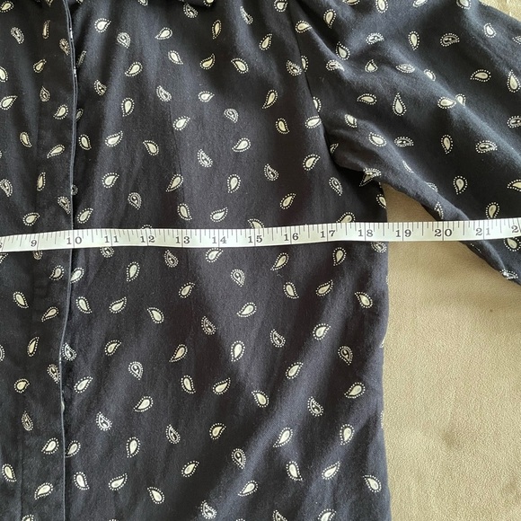 Ports Vintage Lg Sleeve Paisley Cotton + Wool Blouse Navy White Gray Sz 6 - Picture 12 of 12